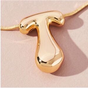 New! Gold Bubble Initial Monogram Letter Necklace NWOT
